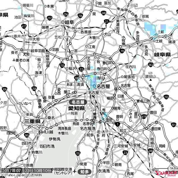 名古屋の天気(雨) 降水強度: 0.85(mm/h) 2017年07月23日 10時10分の雨雲 #雨雲bot #bot 名古屋の天気(雨) 降水強度: 0.85(mm/h) 2017年07月23日 10時10分の雨雲 #雨雲bot #bot