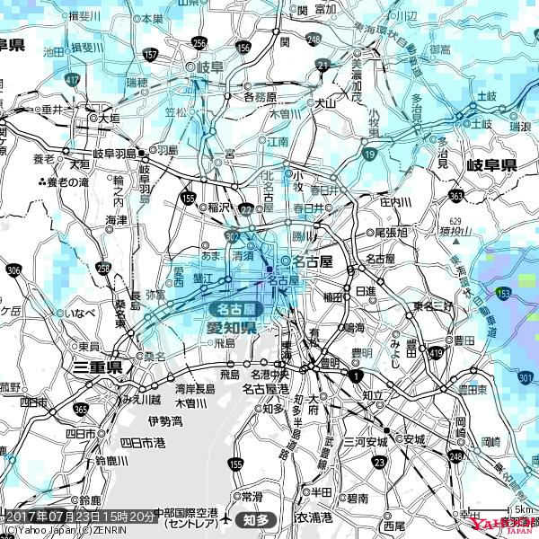 名古屋の天気(雨) 降水強度: 9.75(mm/h) 2017年07月23日 15時20分の雨雲 #雨雲bot #bot 名古屋の天気(雨) 降水強度: 9.75(mm/h) 2017年07月23日 15時20分の雨雲 #雨雲bot #bot