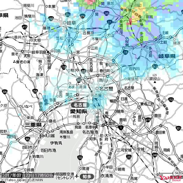 名古屋の天気(雨) 降水強度: 0.95(mm/h) 2017年07月23日 17時50分の雨雲 #雨雲bot #bot 名古屋の天気(雨) 降水強度: 0.95(mm/h) 2017年07月23日 17時50分の雨雲 #雨雲bot #bot