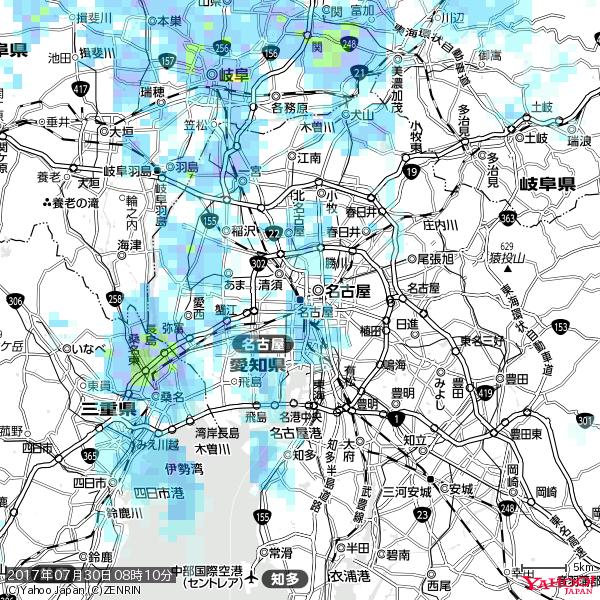 名古屋の天気(雨) 降水強度: 6.75(mm/h) 2017年07月30日 08時10分の雨雲 #雨雲bot #bot 名古屋の天気(雨) 降水強度: 6.75(mm/h) 2017年07月30日 08時10分の雨雲 #雨雲bot #bot