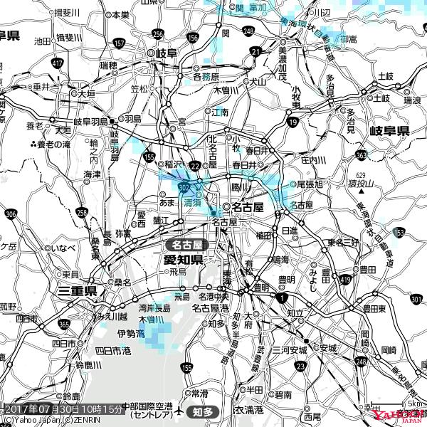 名古屋の天気(雨) 降水強度: 2.88(mm/h) 2017年07月30日 10時15分の雨雲 #雨雲bot #bot 名古屋の天気(雨) 降水強度: 2.88(mm/h) 2017年07月30日 10時15分の雨雲 #雨雲bot #bot