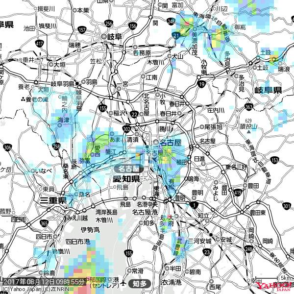 名古屋の天気(雨) 降水強度: 1.35(mm/h) 2017年08月12日 09時55分の雨雲 #雨雲bot #bot 名古屋の天気(雨) 降水強度: 1.35(mm/h) 2017年08月12日 09時55分の雨雲 #雨雲bot #bot