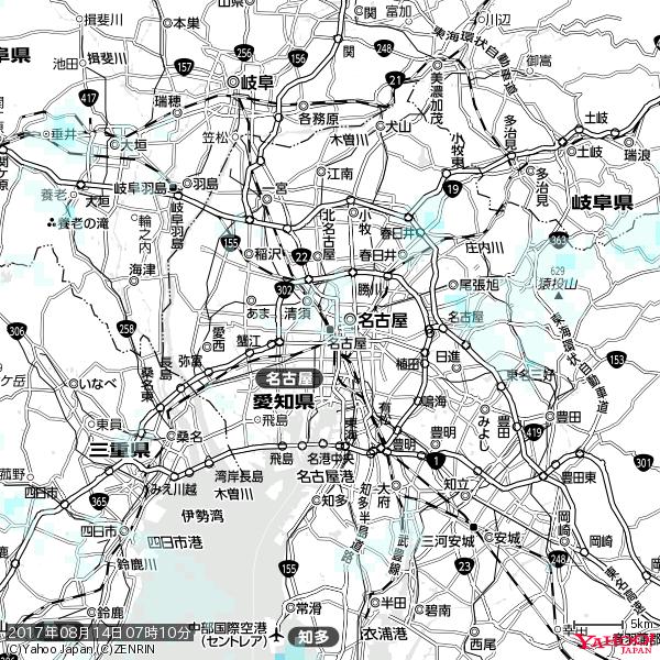 名古屋の天気(雨) 降水強度: 0.95(mm/h) 2017年08月14日 07時10分の雨雲 #雨雲bot #bot 名古屋の天気(雨) 降水強度: 0.95(mm/h) 2017年08月14日 07時10分の雨雲 #雨雲bot #bot
