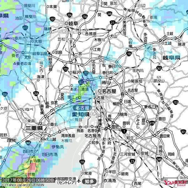 名古屋の天気(雨) 降水強度: 1.15(mm/h) 2017年08月26日 06時50分の雨雲 #雨雲bot #bot 名古屋の天気(雨) 降水強度: 1.15(mm/h) 2017年08月26日 06時50分の雨雲 #雨雲bot #bot