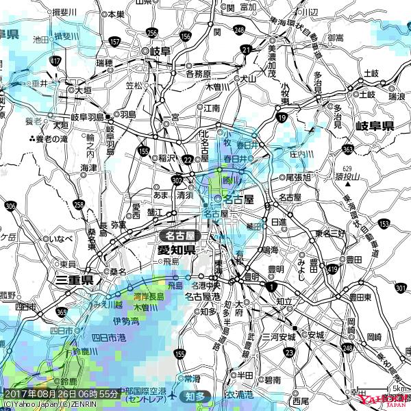 名古屋の天気(雨) 降水強度: 1.45(mm/h) 2017年08月26日 06時55分の雨雲 #雨雲bot #bot 名古屋の天気(雨) 降水強度: 1.45(mm/h) 2017年08月26日 06時55分の雨雲 #雨雲bot #bot