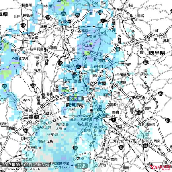 名古屋の天気(雨) 降水強度: 7.25(mm/h) 2017年09月06日 05時50分の雨雲 #雨雲bot #bot 名古屋の天気(雨) 降水強度: 7.25(mm/h) 2017年09月06日 05時50分の雨雲 #雨雲bot #bot