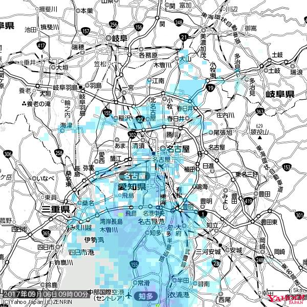 名古屋の天気(雨) 降水強度: 5.25(mm/h) 2017年09月06日 09時00分の雨雲 #雨雲bot #bot 名古屋の天気(雨) 降水強度: 5.25(mm/h) 2017年09月06日 09時00分の雨雲 #雨雲bot #bot