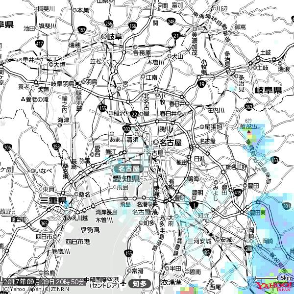 名古屋の天気(雨) 降水強度: 0.45(mm/h) 2017年09月09日 20時50分の雨雲 #雨雲bot #bot 名古屋の天気(雨) 降水強度: 0.45(mm/h) 2017年09月09日 20時50分の雨雲 #雨雲bot #bot