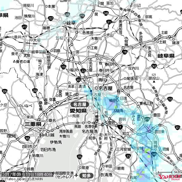 名古屋の天気(雨) 降水強度: 4.38(mm/h) 2017年09月11日 18時40分の雨雲 #雨雲bot #bot 名古屋の天気(雨) 降水強度: 4.38(mm/h) 2017年09月11日 18時40分の雨雲 #雨雲bot #bot