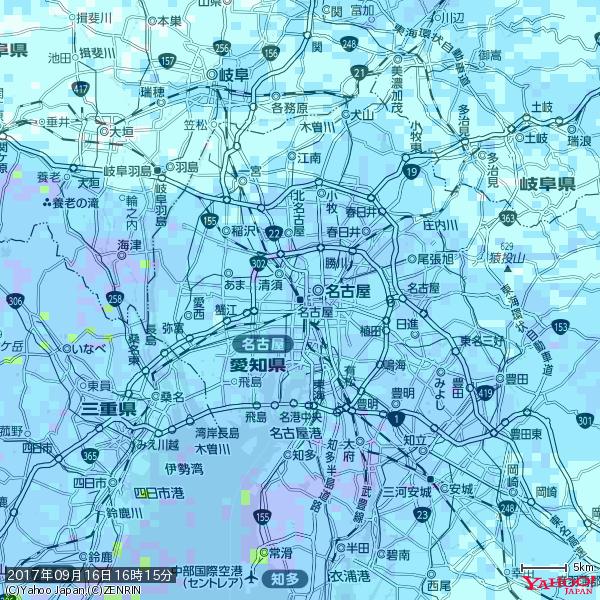 名古屋の天気(雨) 降水強度: 7.25(mm/h) 2017年09月16日 16時15分の雨雲 #雨雲bot #bot 名古屋の天気(雨) 降水強度: 7.25(mm/h) 2017年09月16日 16時15分の雨雲 #雨雲bot #bot