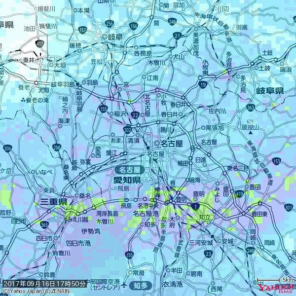 名古屋の天気(雨) 降水強度: 6.25(mm/h) 2017年09月16日 17時50分の雨雲 #雨雲bot #bot 名古屋の天気(雨) 降水強度: 6.25(mm/h) 2017年09月16日 17時50分の雨雲 #雨雲bot #bot