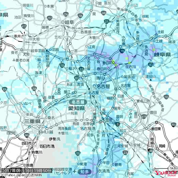 名古屋の天気(雨) 降水強度: 1.45(mm/h) 2017年09月16日 19時50分の雨雲 #雨雲bot #bot 名古屋の天気(雨) 降水強度: 1.45(mm/h) 2017年09月16日 19時50分の雨雲 #雨雲bot #bot