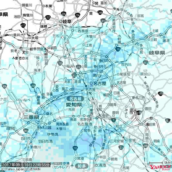 名古屋の天気(雨) 降水強度: 3.38(mm/h) 2017年09月16日 22時55分の雨雲 #雨雲bot #bot 名古屋の天気(雨) 降水強度: 3.38(mm/h) 2017年09月16日 22時55分の雨雲 #雨雲bot #bot
