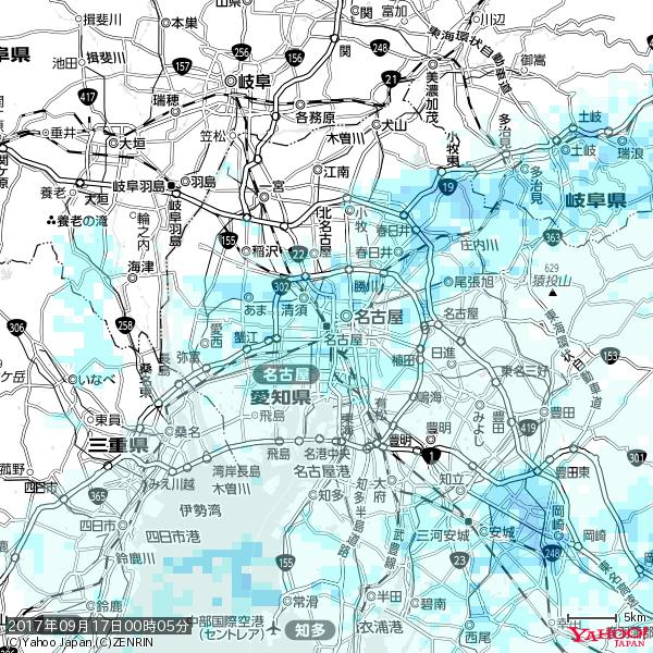 名古屋の天気(雨) 降水強度: 1.75(mm/h) 2017年09月17日 00時05分の雨雲 #雨雲bot #bot 名古屋の天気(雨) 降水強度: 1.75(mm/h) 2017年09月17日 00時05分の雨雲 #雨雲bot #bot