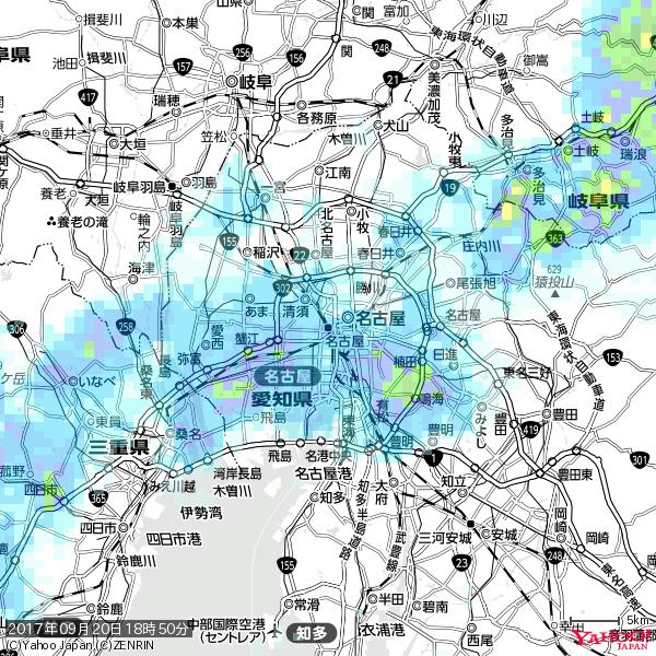 名古屋の天気(雨) 降水強度: 4.88(mm/h) 2017年09月20日 18時50分の雨雲 #雨雲bot #bot 名古屋の天気(雨) 降水強度: 4.88(mm/h) 2017年09月20日 18時50分の雨雲 #雨雲bot #bot