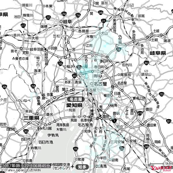 名古屋の天気(雨) 降水強度: 0.75(mm/h) 2017年09月27日 06時45分の雨雲 #雨雲bot #bot 名古屋の天気(雨) 降水強度: 0.75(mm/h) 2017年09月27日 06時45分の雨雲 #雨雲bot #bot
