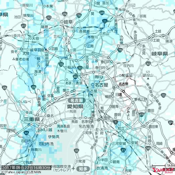 名古屋の天気(雨) 降水強度: 1.95(mm/h) 2017年09月27日 16時30分の雨雲 #雨雲bot #bot 名古屋の天気(雨) 降水強度: 1.95(mm/h) 2017年09月27日 16時30分の雨雲 #雨雲bot #bot