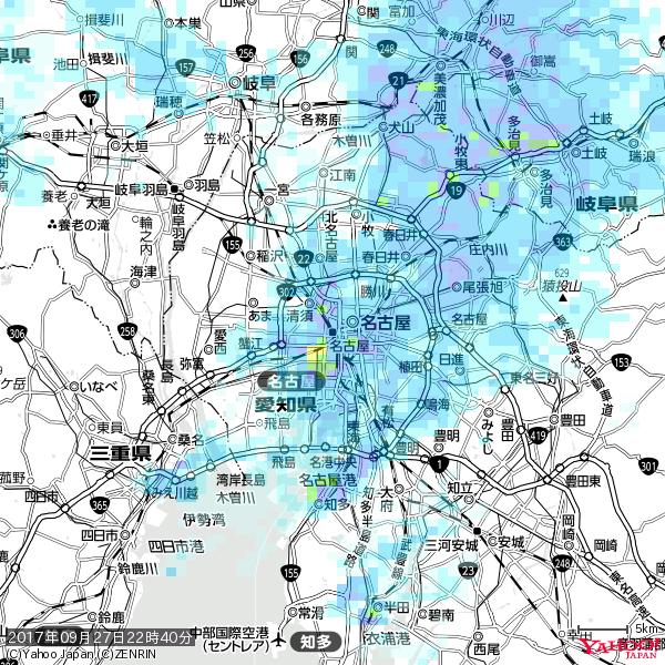名古屋の天気(雨) 降水強度: 7.75(mm/h) 2017年09月27日 22時40分の雨雲 #雨雲bot #bot 名古屋の天気(雨) 降水強度: 7.75(mm/h) 2017年09月27日 22時40分の雨雲 #雨雲bot #bot