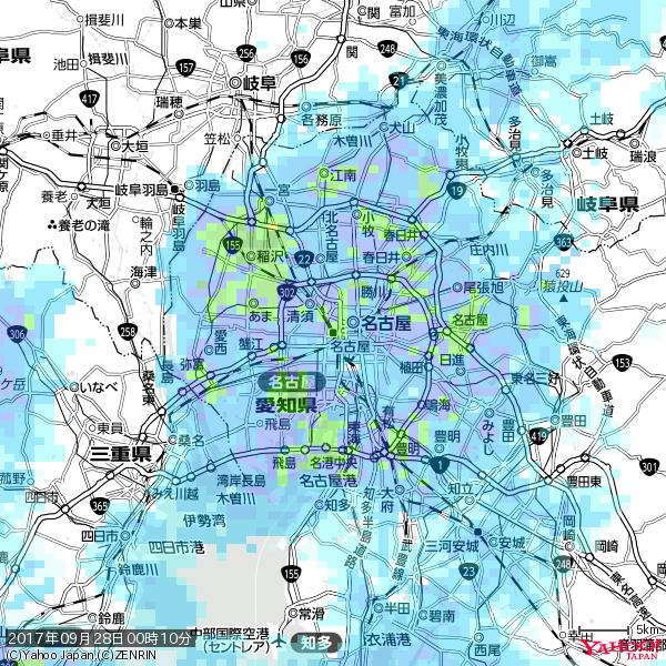 名古屋の天気(雨): やや強い雨 降水強度: 14.50(mm/h) 2017年09月28日 00時10分の雨雲 #雨雲bot #bot 名古屋の天気(雨): やや強い雨 降水強度: 14.50(mm/h) 2017年09月28日 00時10分の雨雲 #雨雲bot #bot