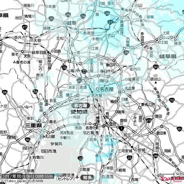 名古屋の天気(雨) 降水強度: 1.25(mm/h) 2017年10月06日 08時55分の雨雲 #雨雲bot #bot 名古屋の天気(雨) 降水強度: 1.25(mm/h) 2017年10月06日 08時55分の雨雲 #雨雲bot #bot