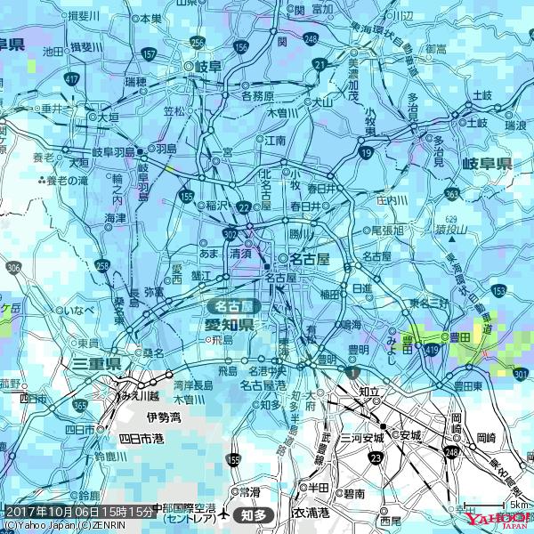 名古屋の天気(雨) 降水強度: 5.75(mm/h) 2017年10月06日 15時15分の雨雲 #雨雲bot #bot 名古屋の天気(雨) 降水強度: 5.75(mm/h) 2017年10月06日 15時15分の雨雲 #雨雲bot #bot