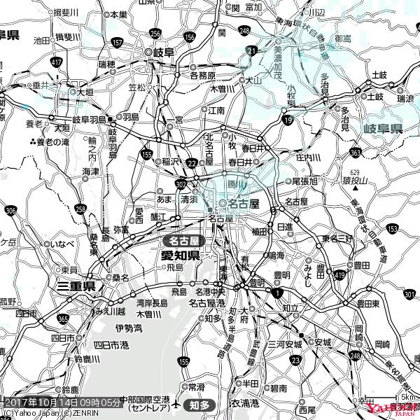 名古屋の天気(雨) 降水強度: 0.55(mm/h) 2017年10月14日 09時05分の雨雲 #雨雲bot #bot 名古屋の天気(雨) 降水強度: 0.55(mm/h) 2017年10月14日 09時05分の雨雲 #雨雲bot #bot