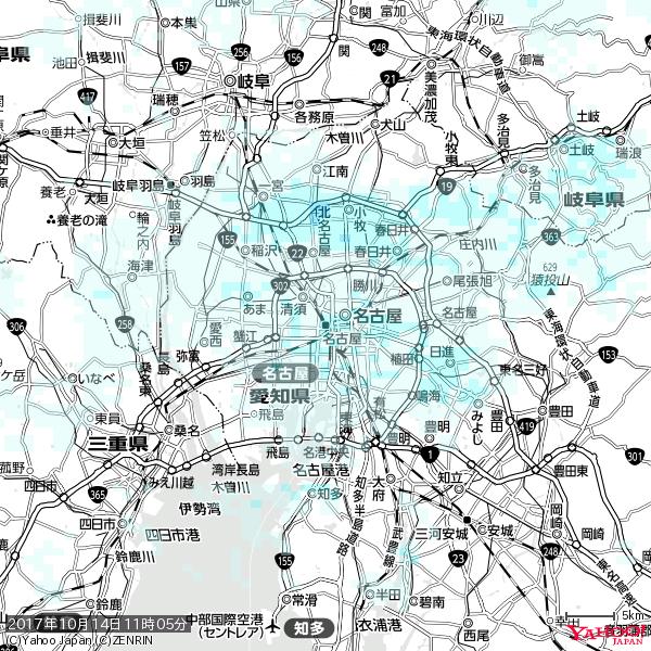 名古屋の天気(雨) 降水強度: 1.45(mm/h) 2017年10月14日 11時05分の雨雲 #雨雲bot #bot 名古屋の天気(雨) 降水強度: 1.45(mm/h) 2017年10月14日 11時05分の雨雲 #雨雲bot #bot