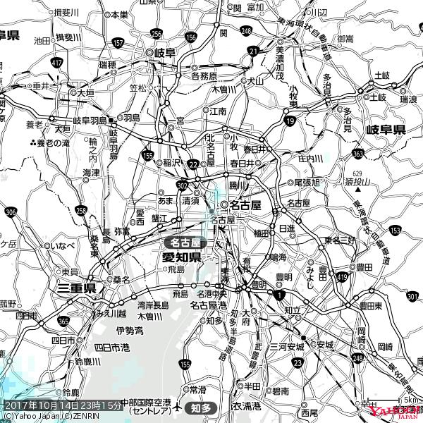 名古屋の天気(雨) 降水強度: 0.65(mm/h) 2017年10月14日 23時15分の雨雲 #雨雲bot #bot 名古屋の天気(雨) 降水強度: 0.65(mm/h) 2017年10月14日 23時15分の雨雲 #雨雲bot #bot