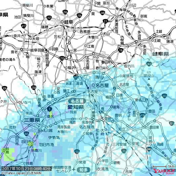 名古屋の天気(雨) 降水強度: 5.25(mm/h) 2017年10月21日 08時40分の雨雲 #雨雲bot #bot 名古屋の天気(雨) 降水強度: 5.25(mm/h) 2017年10月21日 08時40分の雨雲 #雨雲bot #bot