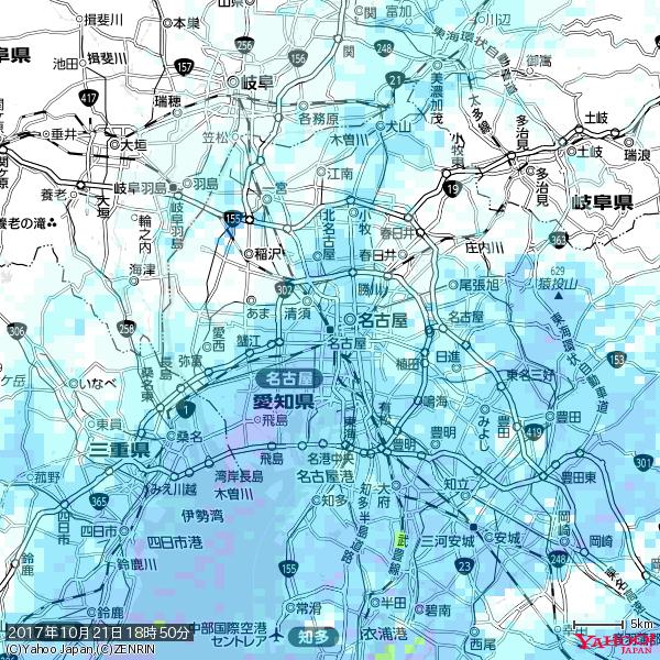名古屋の天気(雨) 降水強度: 3.38(mm/h) 2017年10月21日 18時50分の雨雲 #雨雲bot #bot 名古屋の天気(雨) 降水強度: 3.38(mm/h) 2017年10月21日 18時50分の雨雲 #雨雲bot #bot