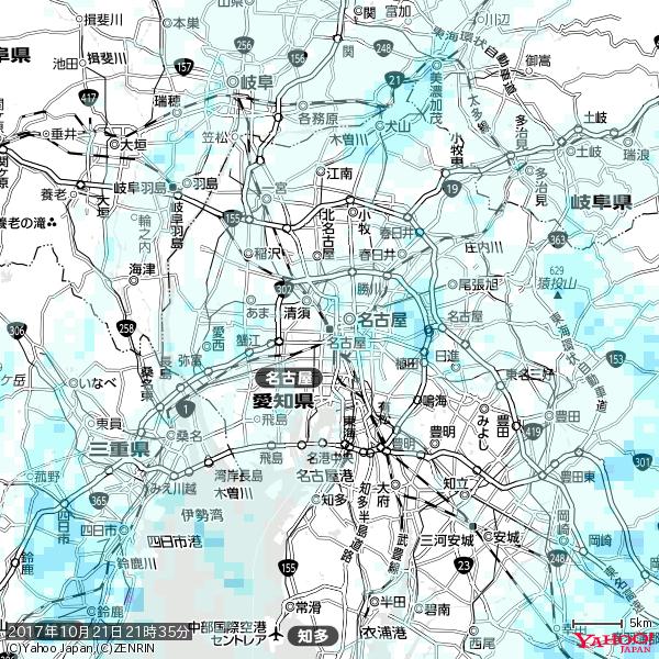 名古屋の天気(雨) 降水強度: 0.65(mm/h) 2017年10月21日 21時35分の雨雲 #雨雲bot #bot 名古屋の天気(雨) 降水強度: 0.65(mm/h) 2017年10月21日 21時35分の雨雲 #雨雲bot #bot