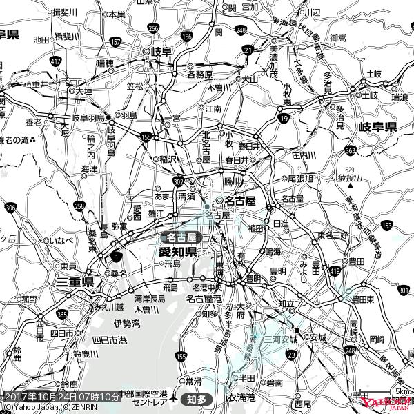 名古屋の天気(雨) 降水強度: 0.55(mm/h) 2017年10月24日 07時10分の雨雲 #雨雲bot #bot 名古屋の天気(雨) 降水強度: 0.55(mm/h) 2017年10月24日 07時10分の雨雲 #雨雲bot #bot