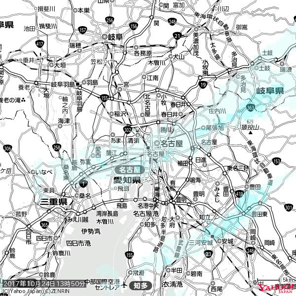 名古屋の天気(雨) 降水強度: 0.75(mm/h) 2017年10月24日 13時50分の雨雲 #雨雲bot #bot 名古屋の天気(雨) 降水強度: 0.75(mm/h) 2017年10月24日 13時50分の雨雲 #雨雲bot #bot