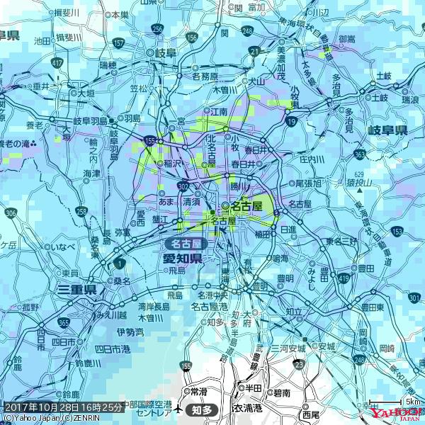 名古屋の天気(雨): やや強い雨 降水強度: 13.50(mm/h) 2017年10月28日 16時25分の雨雲 #雨雲bot #bot 名古屋の天気(雨): やや強い雨 降水強度: 13.50(mm/h) 2017年10月28日 16時25分の雨雲 #雨雲bot #bot