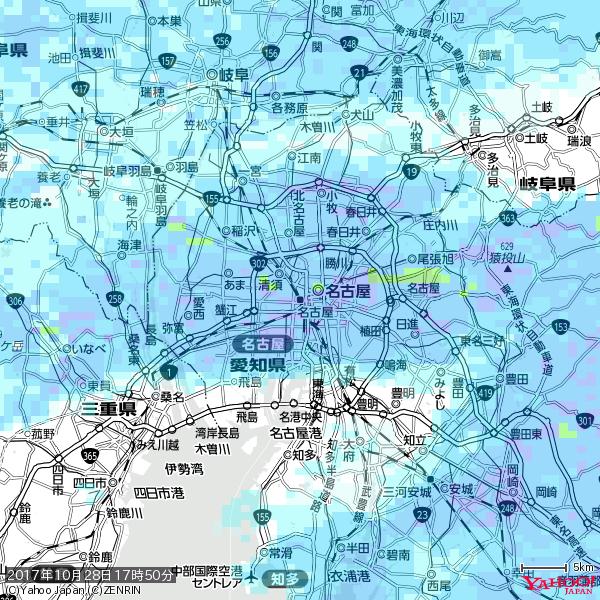 名古屋の天気(雨) 降水強度: 8.75(mm/h) 2017年10月28日 17時50分の雨雲 #雨雲bot #bot 名古屋の天気(雨) 降水強度: 8.75(mm/h) 2017年10月28日 17時50分の雨雲 #雨雲bot #bot