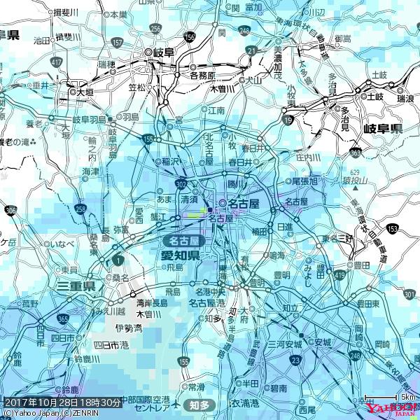 名古屋の天気(雨) 降水強度: 8.75(mm/h) 2017年10月28日 18時30分の雨雲 #雨雲bot #bot 名古屋の天気(雨) 降水強度: 8.75(mm/h) 2017年10月28日 18時30分の雨雲 #雨雲bot #bot