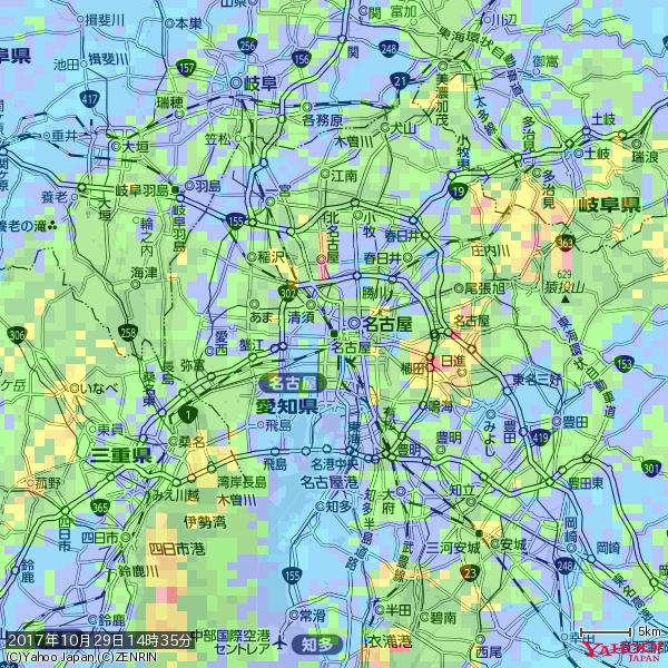 名古屋の天気(雨): やや強い雨 降水強度: 17.50(mm/h) 2017年10月29日 14時35分の雨雲 #雨雲bot #bot 名古屋の天気(雨): やや強い雨 降水強度: 17.50(mm/h) 2017年10月29日 14時35分の雨雲 #雨雲bot #bot