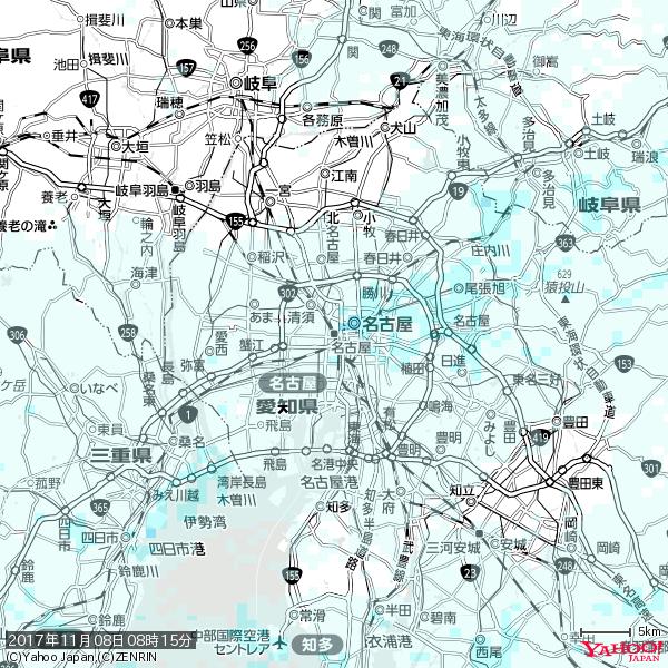名古屋の天気(雨) 降水強度: 1.25(mm/h) 2017年11月08日 08時15分の雨雲 #雨雲bot #bot 名古屋の天気(雨) 降水強度: 1.25(mm/h) 2017年11月08日 08時15分の雨雲 #雨雲bot #bot