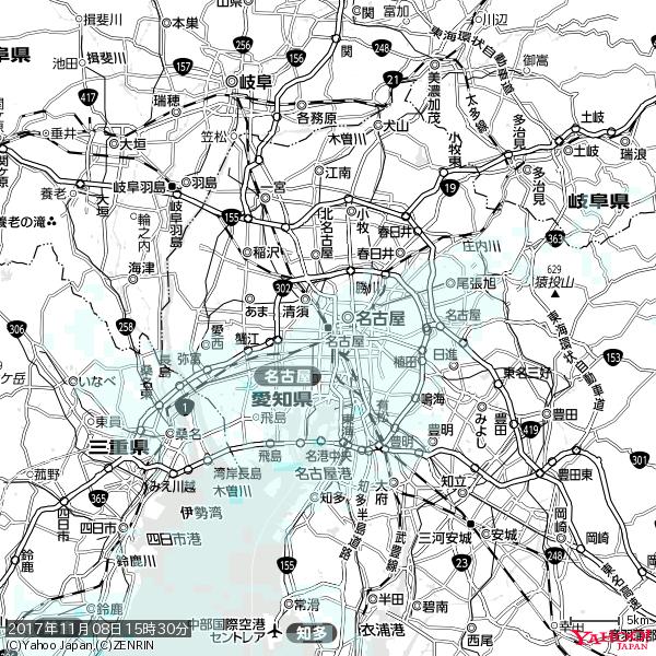 名古屋の天気(雨) 降水強度: 0.75(mm/h) 2017年11月08日 15時30分の雨雲 #雨雲bot #bot 名古屋の天気(雨) 降水強度: 0.75(mm/h) 2017年11月08日 15時30分の雨雲 #雨雲bot #bot