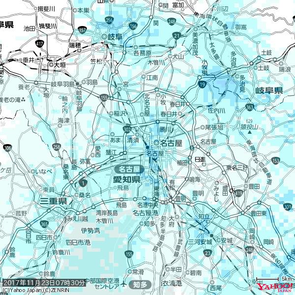 名古屋の天気(雨) 降水強度: 2.13(mm/h) 2017年11月23日 07時30分の雨雲 #雨雲bot #bot 名古屋の天気(雨) 降水強度: 2.13(mm/h) 2017年11月23日 07時30分の雨雲 #雨雲bot #bot