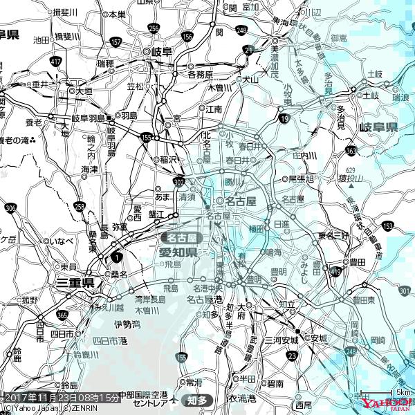 名古屋の天気(雨) 降水強度: 0.95(mm/h) 2017年11月23日 08時15分の雨雲 #雨雲bot #bot 名古屋の天気(雨) 降水強度: 0.95(mm/h) 2017年11月23日 08時15分の雨雲 #雨雲bot #bot