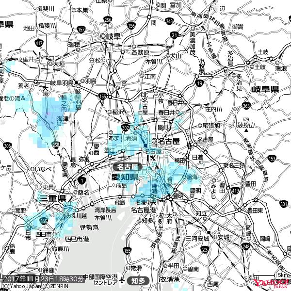 名古屋の天気(雨) 降水強度: 4.13(mm/h) 2017年11月23日 18時30分の雨雲 #雨雲bot #bot 名古屋の天気(雨) 降水強度: 4.13(mm/h) 2017年11月23日 18時30分の雨雲 #雨雲bot #bot