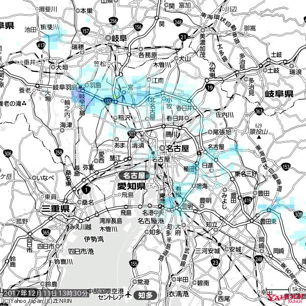 名古屋の天気(雨) 降水強度: 1.15(mm/h) 2017年12月11日 13時30分の雨雲 #雨雲bot #bot 名古屋の天気(雨) 降水強度: 1.15(mm/h) 2017年12月11日 13時30分の雨雲 #雨雲bot #bot
