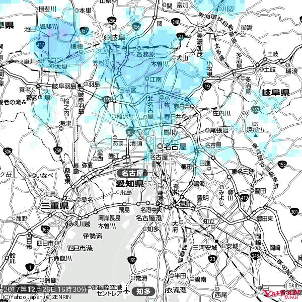名古屋の天気(雨) 降水強度: 1.85(mm/h) 2017年12月26日 16時30分の雨雲 #雨雲bot #bot 名古屋の天気(雨) 降水強度: 1.85(mm/h) 2017年12月26日 16時30分の雨雲 #雨雲bot #bot