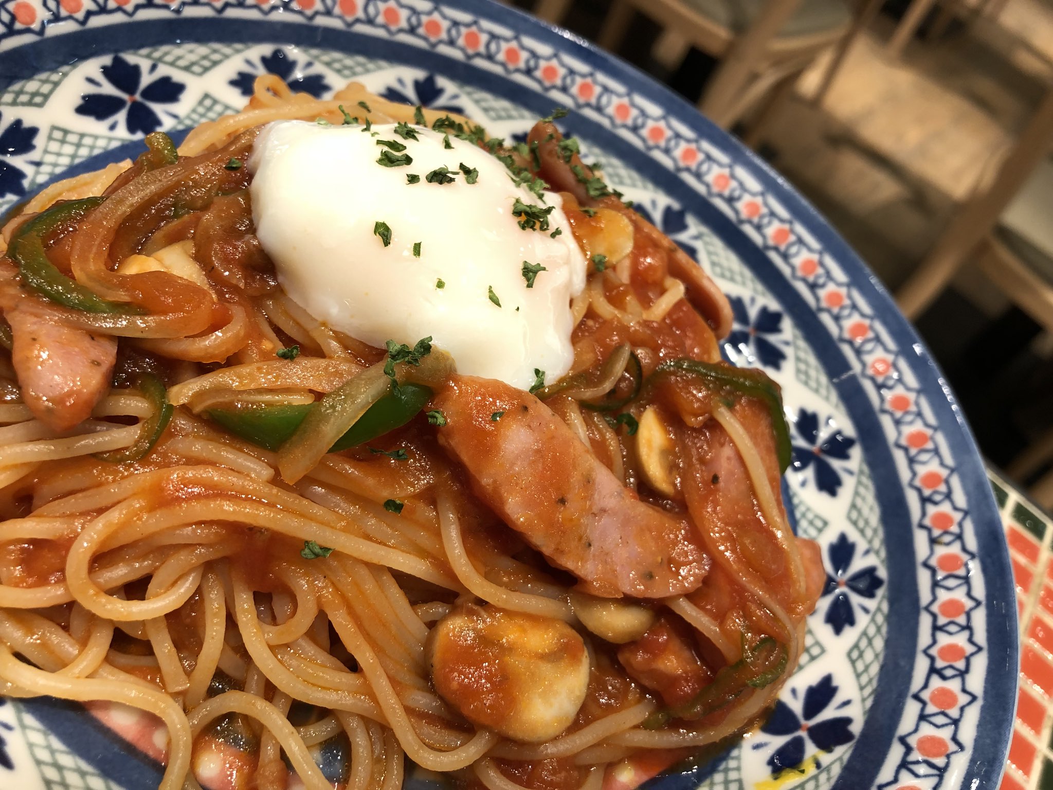 半熟卵ナポリタンスパゲッティ! 半熟卵ナポリタンスパゲッティ!