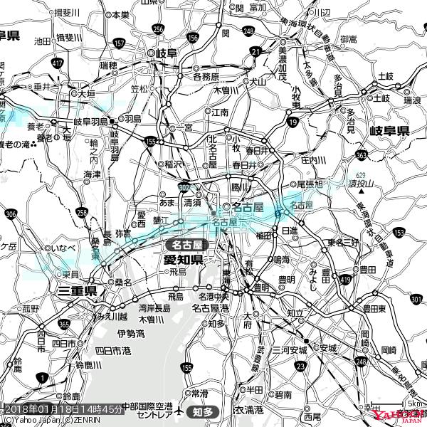 名古屋の天気(雨) 降水強度: 0.85(mm/h) 2018年01月18日 14時45分の雨雲 #雨雲bot #bot 名古屋の天気(雨) 降水強度: 0.85(mm/h) 2018年01月18日 14時45分の雨雲 #雨雲bot #bot