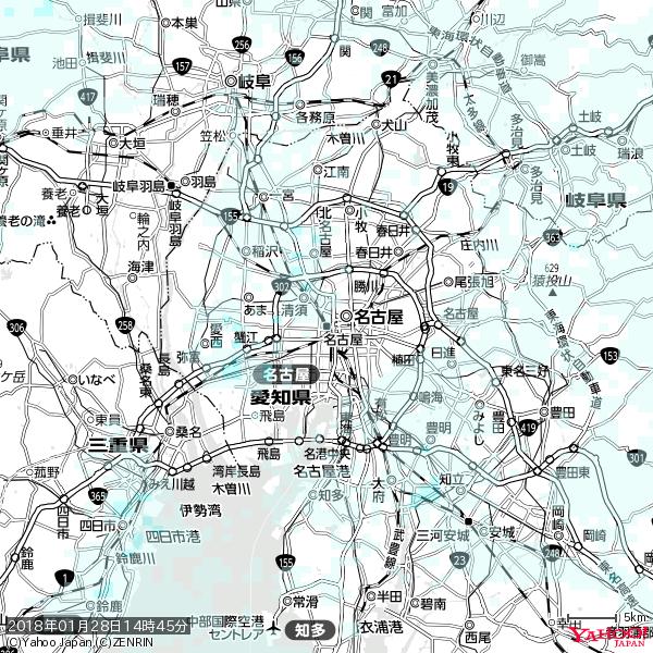 名古屋の天気(雨) 降水強度: 0.85(mm/h) 2018年01月28日 14時45分の雨雲 #雨雲bot #bot 名古屋の天気(雨) 降水強度: 0.85(mm/h) 2018年01月28日 14時45分の雨雲 #雨雲bot #bot