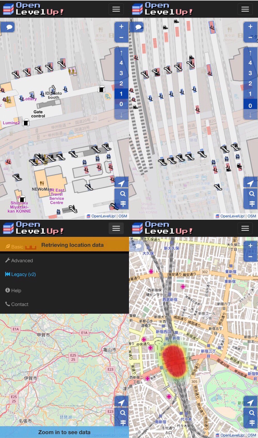 屋内地図、インドアマップ。階ごとの地図が見れる。 "See inside buildings with OpenLevelUp! Based on OpenStreetMap indoor data." OpenLevelUp! 屋内地図、インドアマップ。階ごとの地図が見れる。 "See inside buildings with OpenLevelUp! Based on OpenStreetMap indoor data." OpenLevelUp!