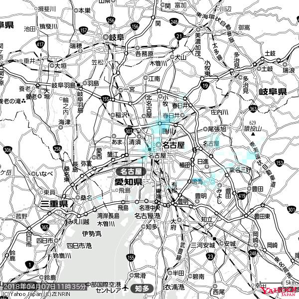 名古屋の天気(雨) 降水強度: 1.25(mm/h) 2018年04月07日 11時35分の雨雲 #雨雲bot #bot 名古屋の天気(雨) 降水強度: 1.25(mm/h) 2018年04月07日 11時35分の雨雲 #雨雲bot #bot