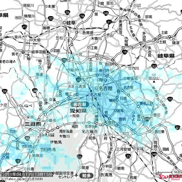 名古屋の天気(雨) 降水強度: 3.88(mm/h) 2018年04月17日 13時15分の雨雲 #雨雲bot #bot 名古屋の天気(雨) 降水強度: 3.88(mm/h) 2018年04月17日 13時15分の雨雲 #雨雲bot #bot